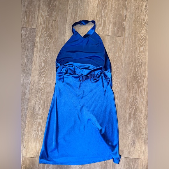 Dynamite Satin Blue Halter Dress - Picture 3 of 4